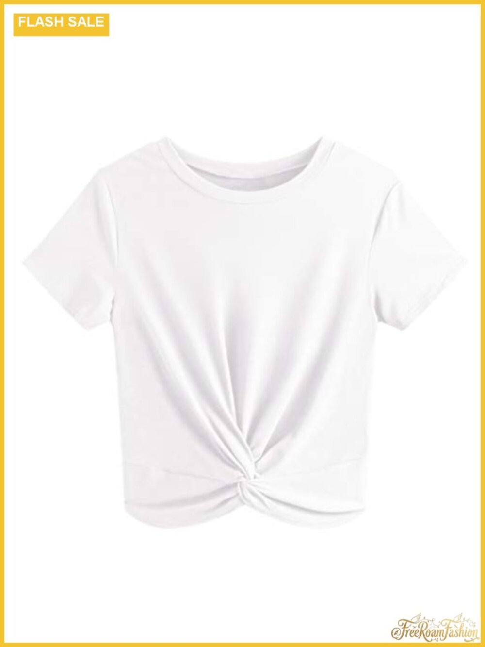 Women's Short Sleeve Crop Top Twist Front Tee Summer Casual Stretchy